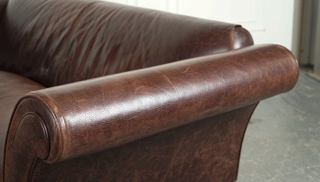STUNNING FISHPOOLS HERITAGE BROWN LEATHER 2 TO 3 SEATER SOFA