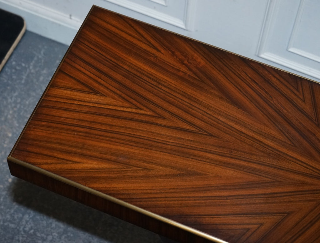 ART DECO EXOTIC MORADO & BRASS VANCUCCI SUNBURST CONSOLE BY THEODORE ALEXANDER