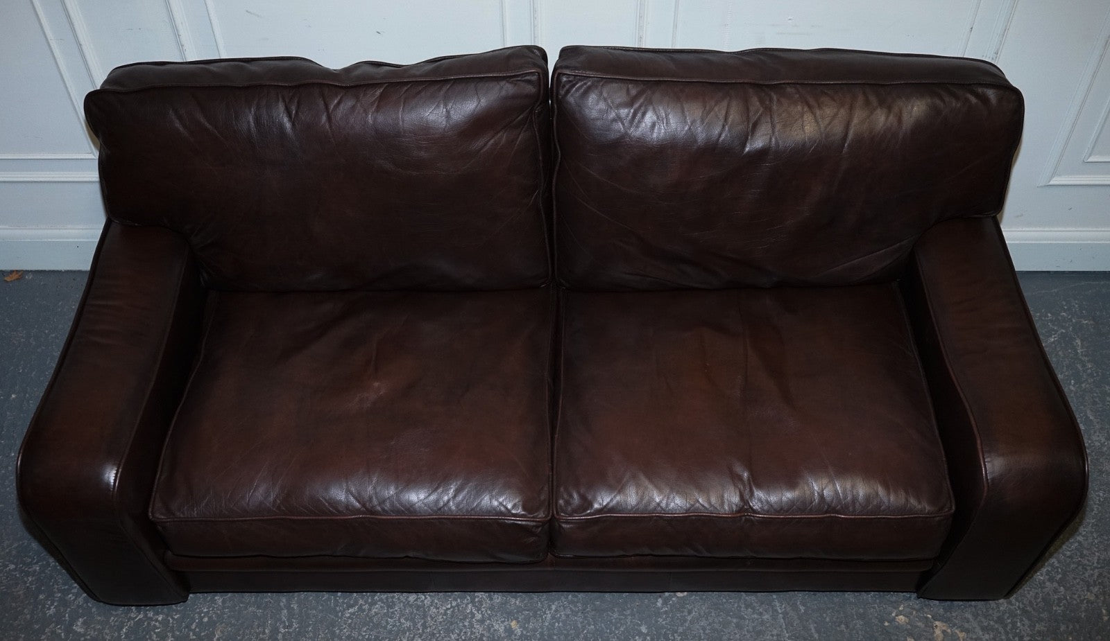 LOVELY VINTAGE CLUB BROWN LEATHER TWO TO THREE SOFA