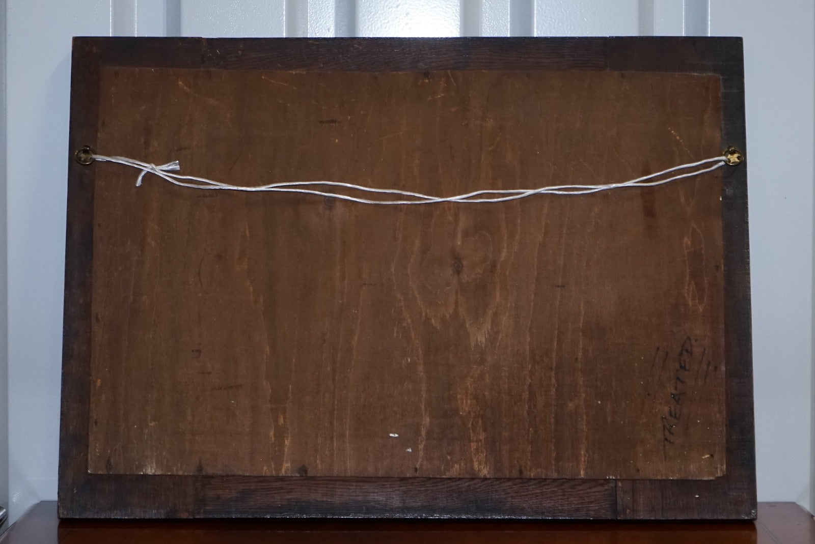 ANTIQUE ENGLISH ARTS & CRAFTS OAK WALL MIRROR