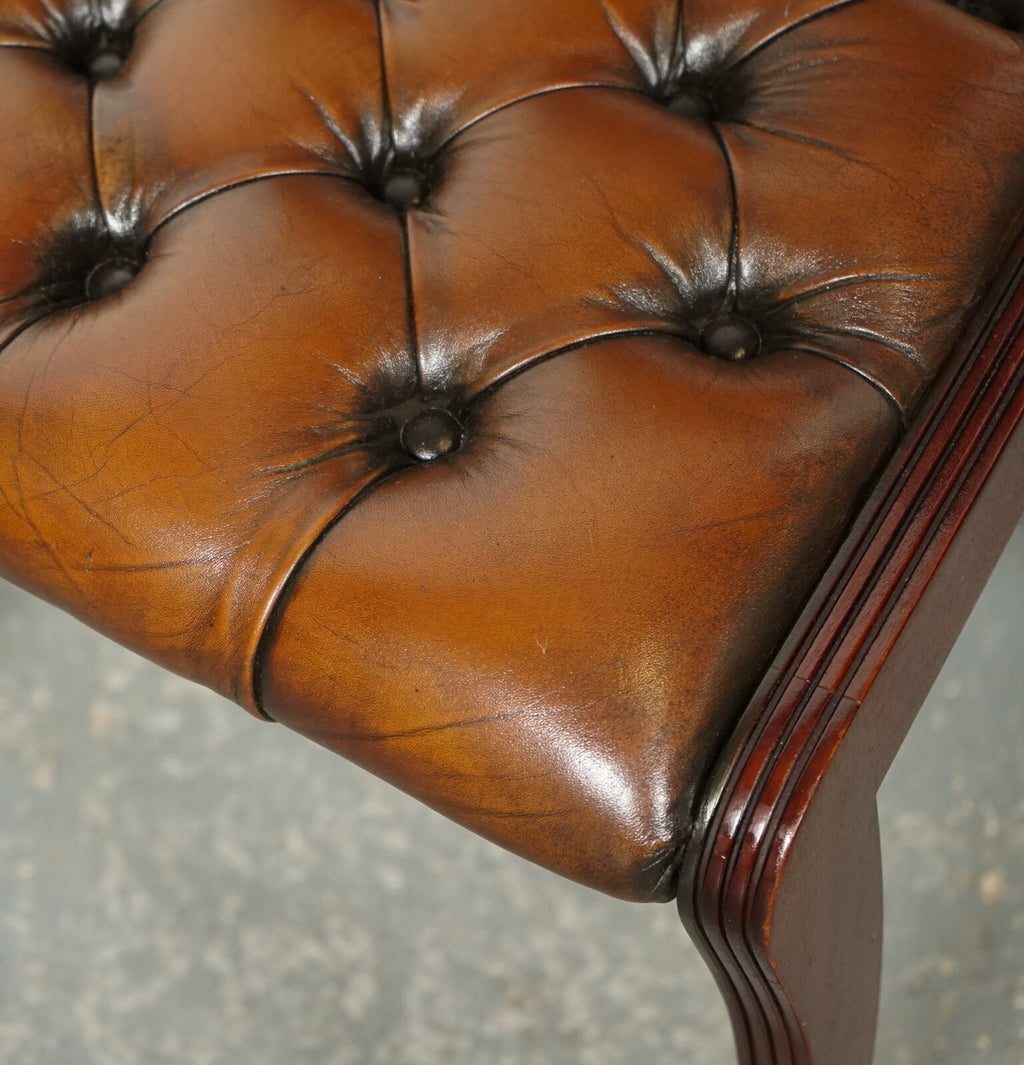 SET OF 6 RESTORED CHESTERFIELD LEATHER DINING CHAIRS J1