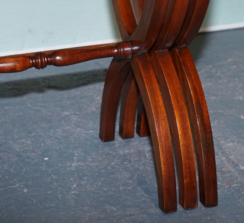 VINTAGE HARDWOOD NEST OF TABLES WITH LYRE FORM LEGS
