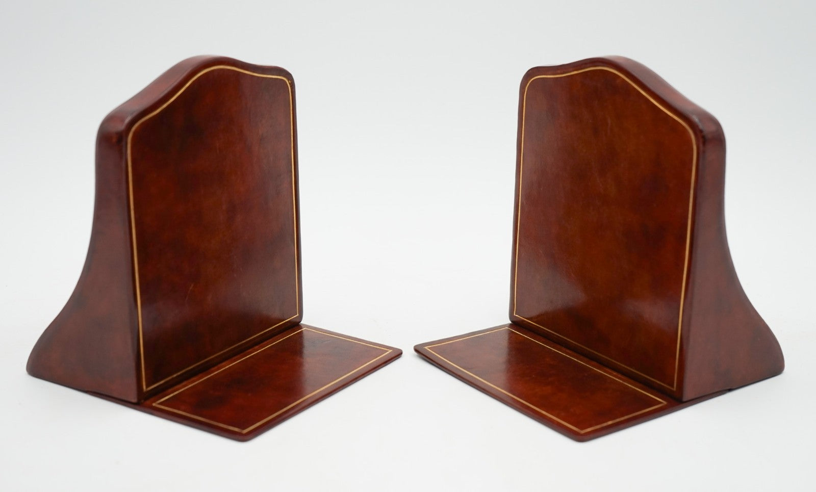 RARE PAIR OF ANTIQUE ASPREY LONDON LEATHER BOOK ENDS
