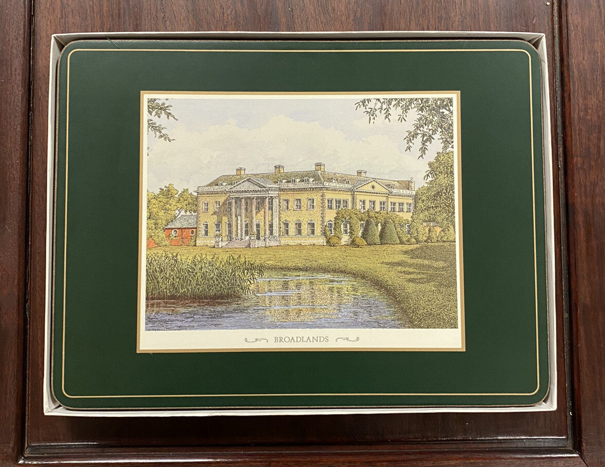 VINTAGE PIMPERNEL CORK COASTERS 'STATELY HOMES' SET OF 6 IN ORIGINAL BOX