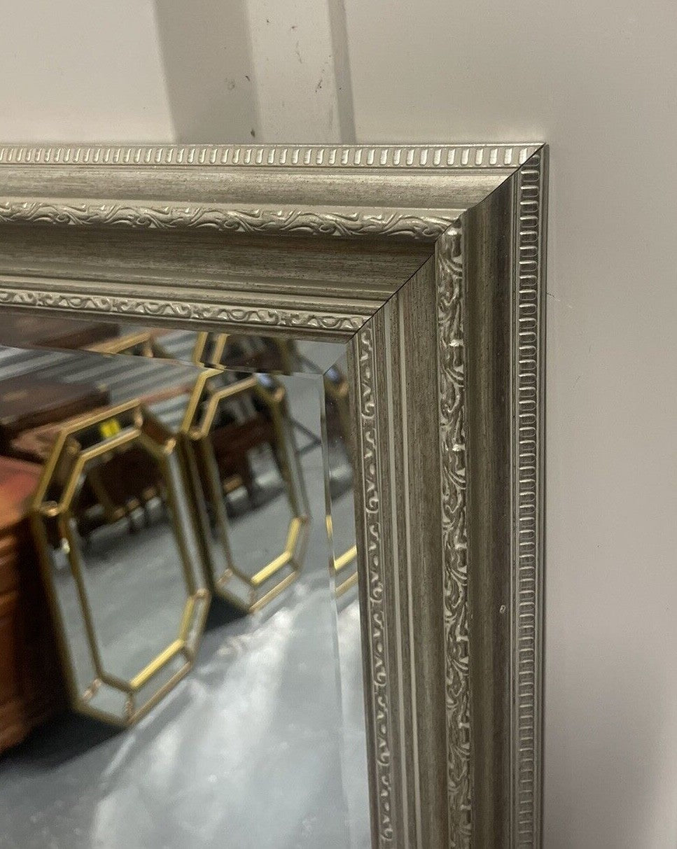 VINTAGE SILVER ORNATE BEVELLED MIRROR