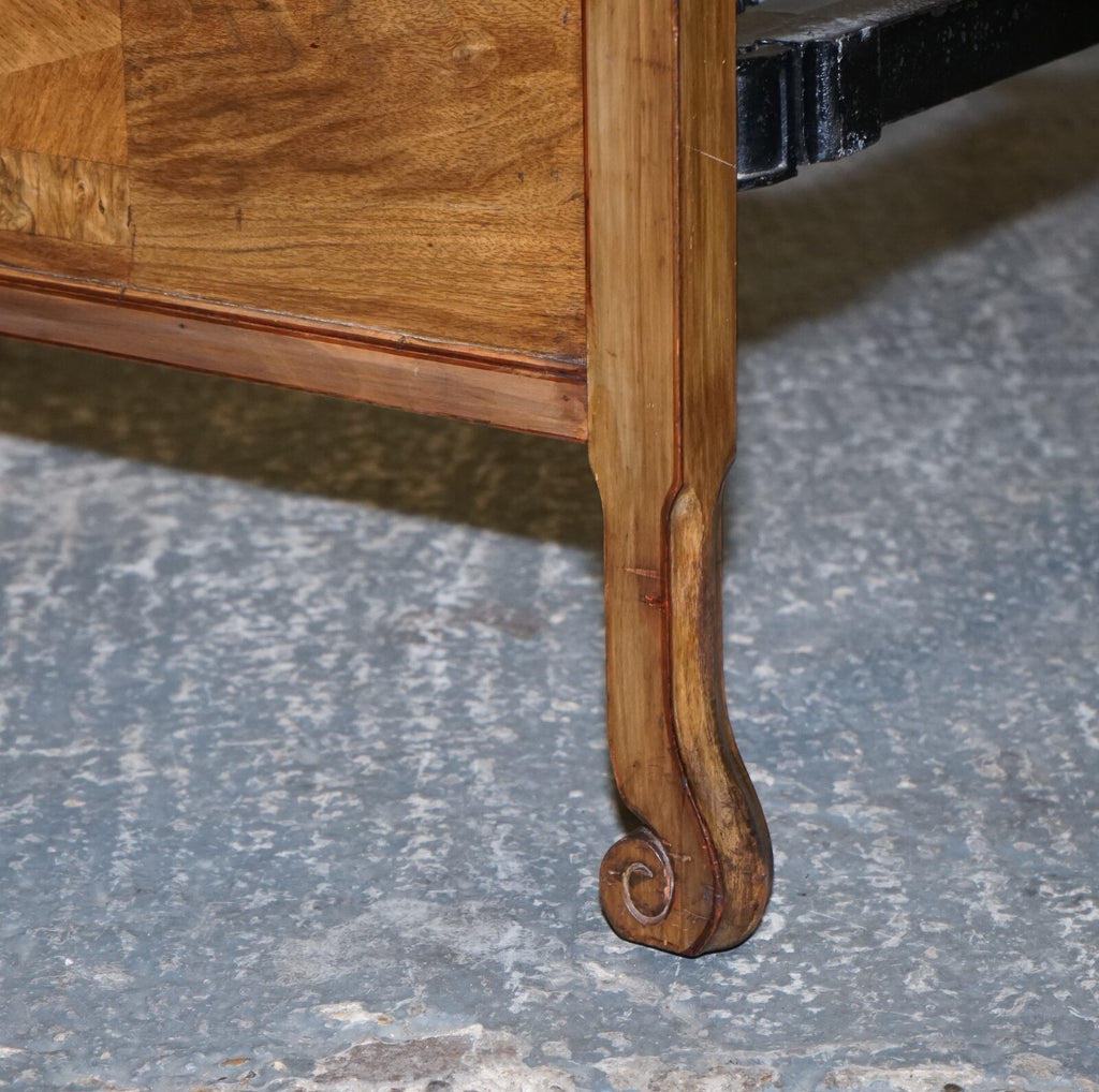 ART DECO BURR WALNUT DECORATIVE INLAID PANELS SINGLE BED (1/2)