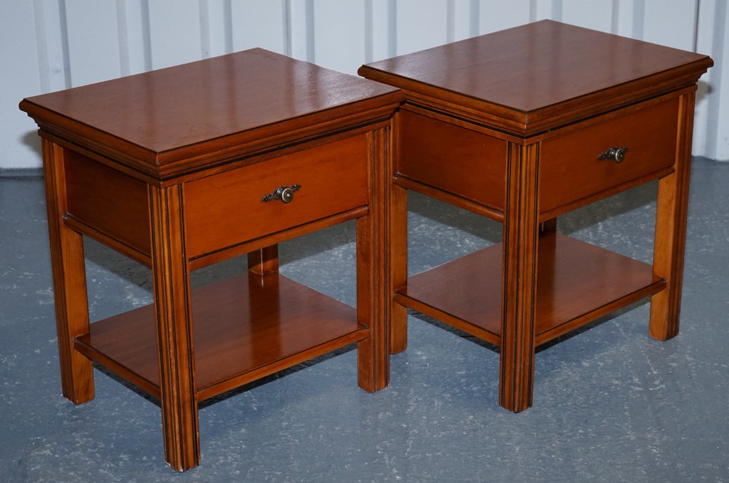 VINTAGE FRENCH STYLE CHERRY WOOD NIGHTSTANDS BEDSIDE TABLES