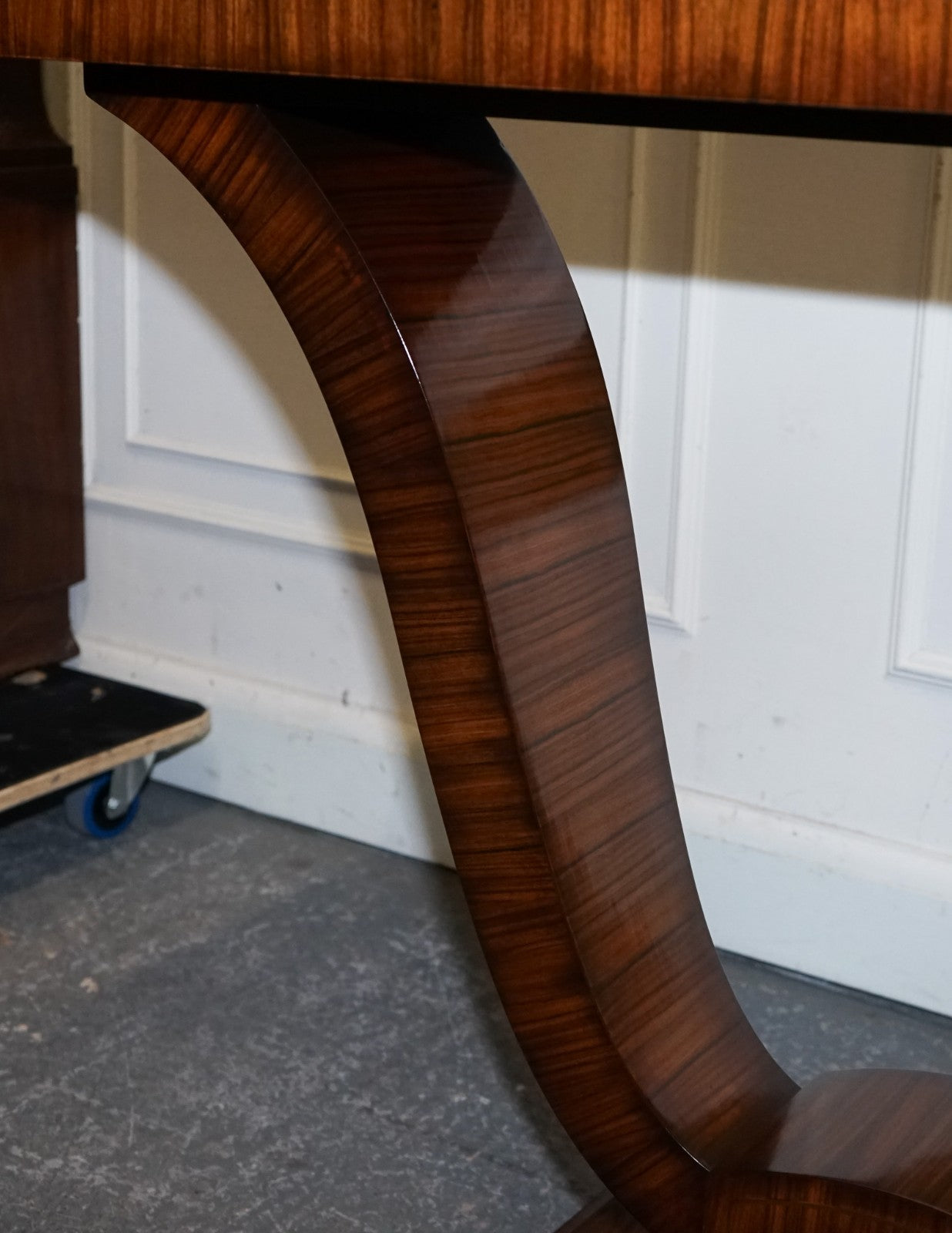 ART DECO EXOTIC MORADO & BRASS VANCUCCI SUNBURST CONSOLE BY THEODORE ALEXANDER