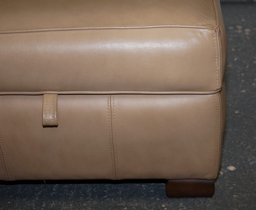 FINE LATTE BROWN LEATHER OTTOMAN FOOTSTOOL WITH STORAGE BY MULTIYORK ENGLAND