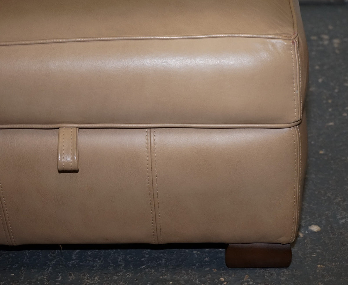 FINE LATTE BROWN LEATHER OTTOMAN FOOTSTOOL WITH STORAGE BY MULTIYORK ENGLAND