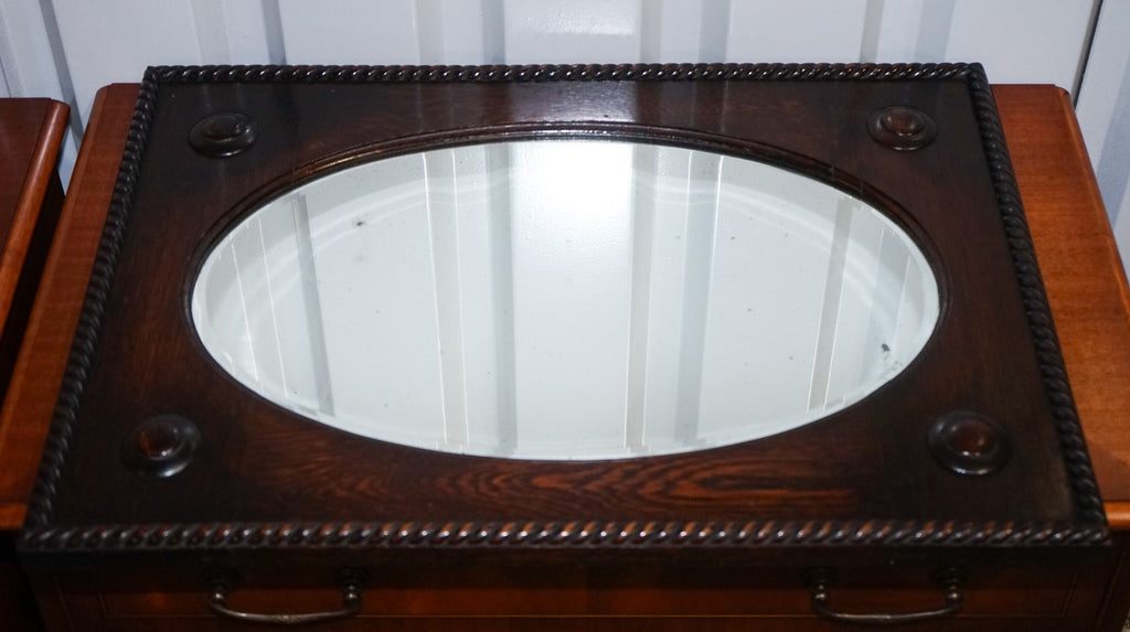 ANTIQUE ENGLISH ARTS & CRAFTS OAK WALL MIRROR