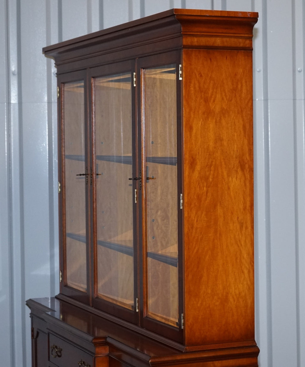 VINTAGE YEW WOOD DISPLAY CABINET MADE BY BRADLEY ENGLAND