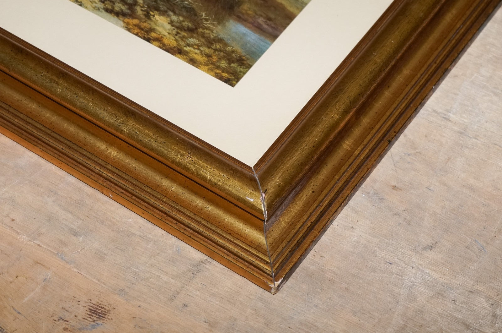 VINTAGE FRAMED PRINT IN GOLD FRAME BY DUTCH PAINTER JAN WIJNANTS 74 X 87 CM