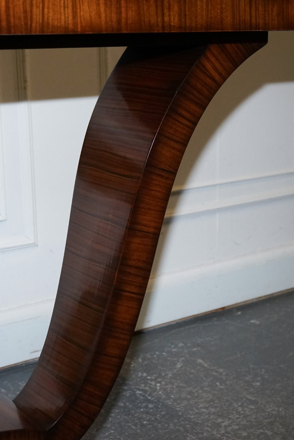 ART DECO EXOTIC MORADO & BRASS VANCUCCI SUNBURST CONSOLE BY THEODORE ALEXANDER