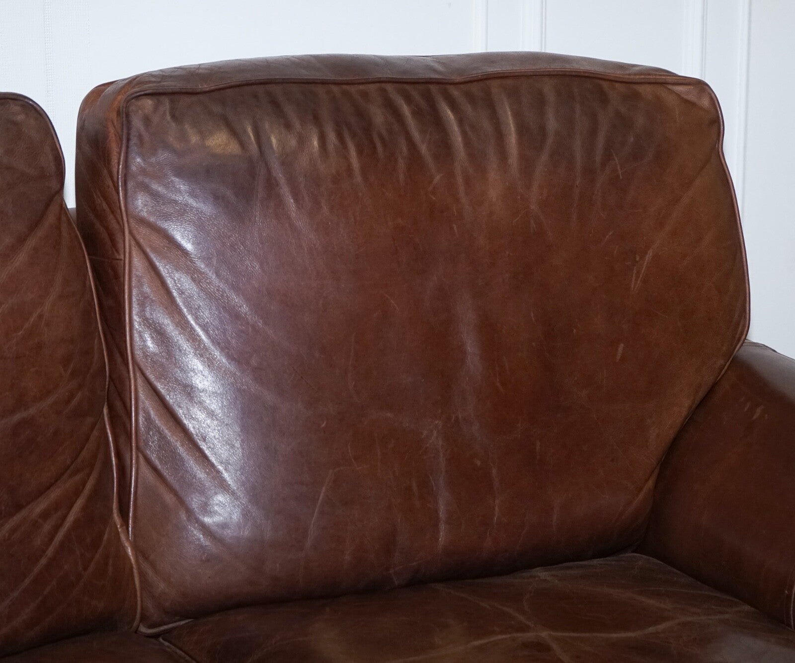 VINTAGE HALO TWO SEATER  BROWN  LEATHER SOFA