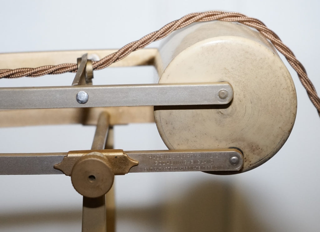 ANTIQUE CIRCA 1950 RECLAIMED HADRILL & HORSTMANN COUNTERPOISE DESK LAMP