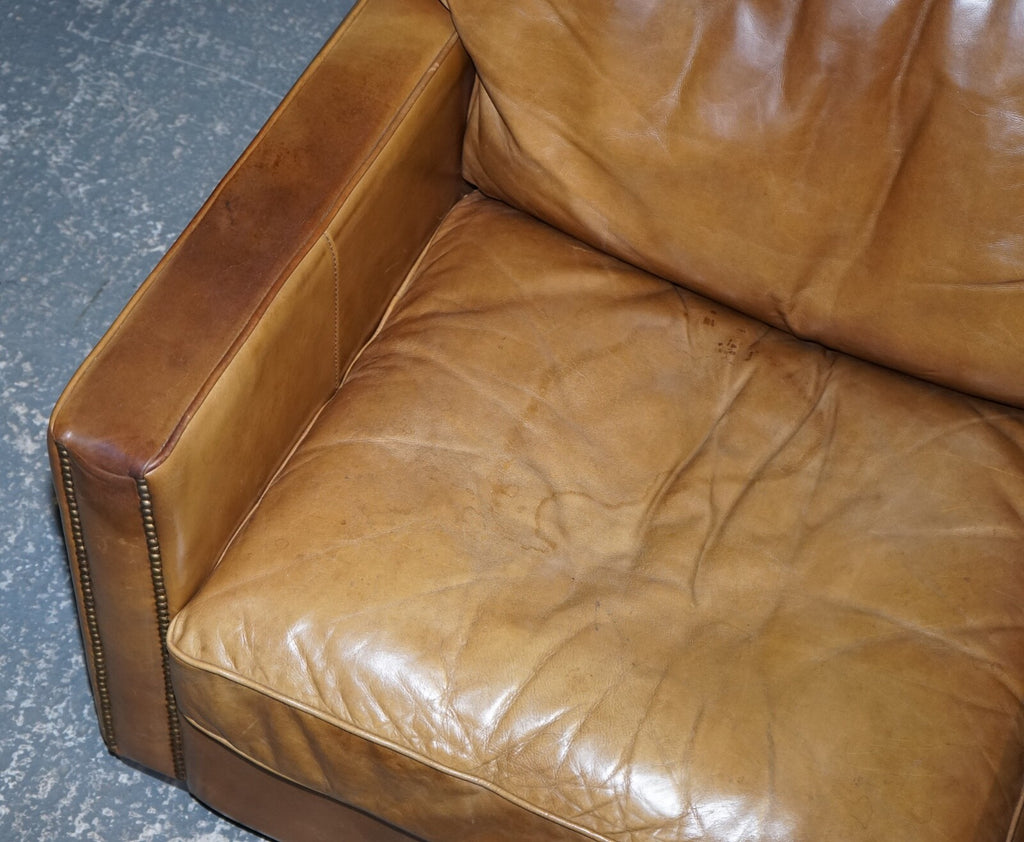 LOVELY TIMOTHY OULTON VISCOUNT PAIR OF TAN LEATHER ARMCHAIRS RRP £5,200