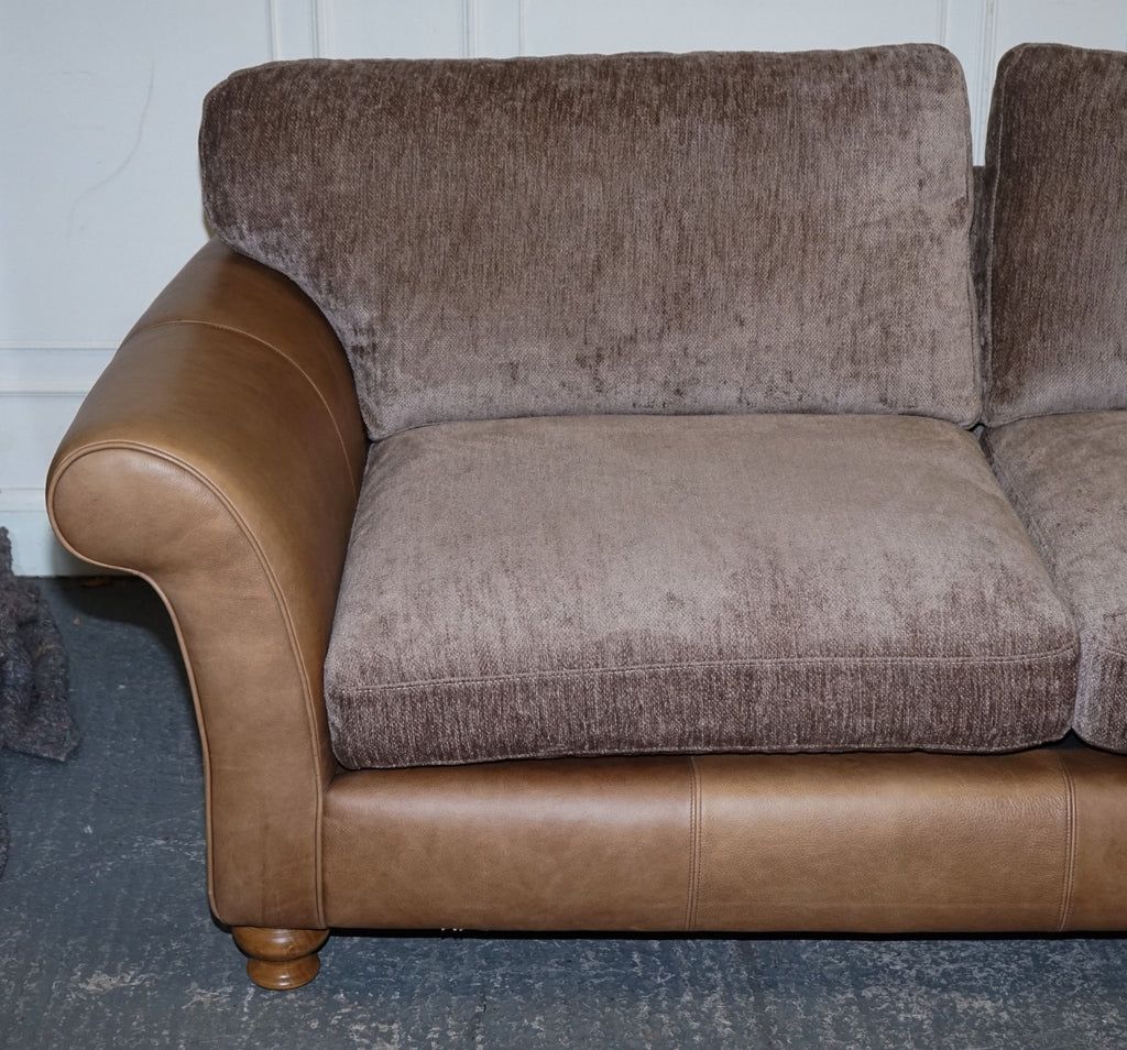 VINTAGE ALEXANDER & JAMES BLAKE 3 SEATER LEATHER & FABRIC SOFA RRP £2,240