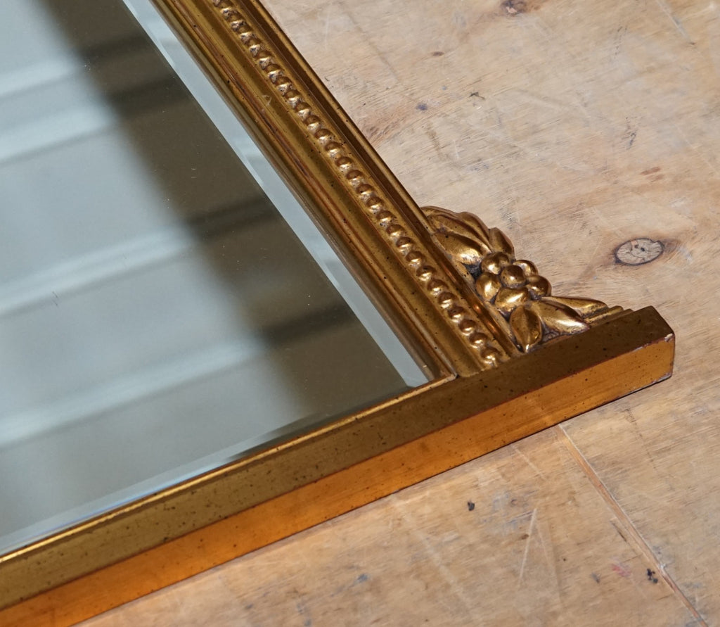 VINTAGE VICTORIAN STYLE GILTED OVERMANTEL WALL MIRROR