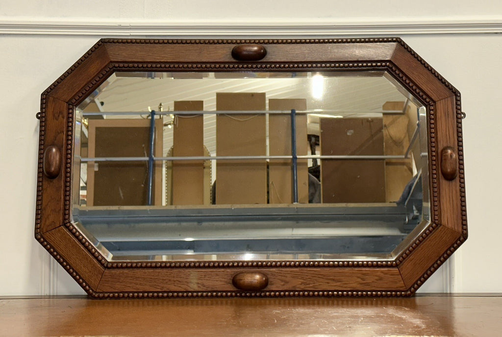 ART DECO 1920's BEVELLED MIRROR OAK MIRROR