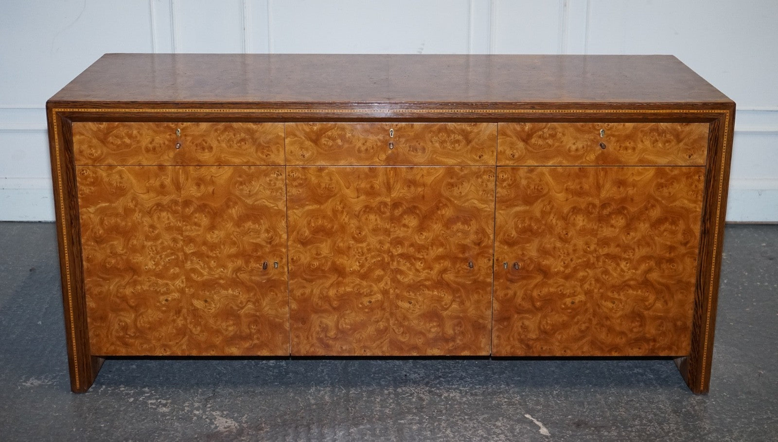 WARD BENNET BRICKEL ASSOCIATES RESTORED PAIR OF BURR WALNUT SIDEBOARDS