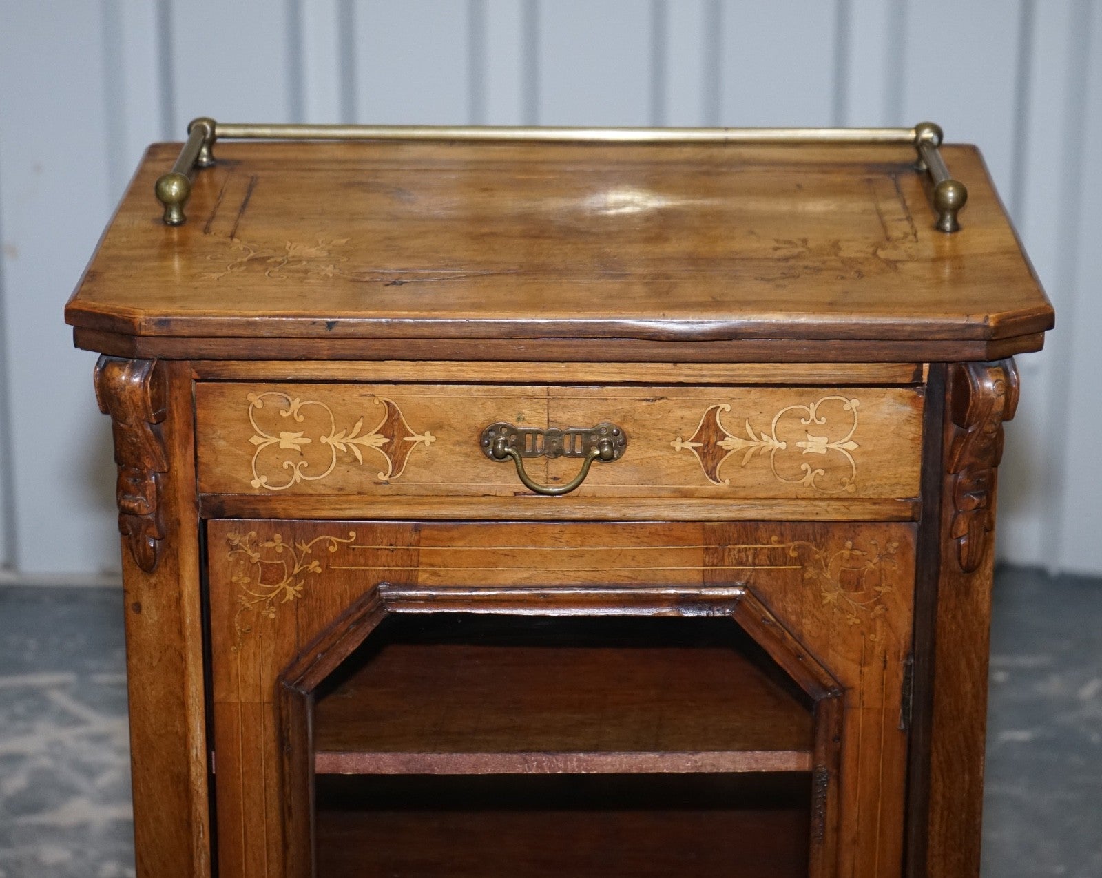 19TH CENTURY VICTORIAN INLAID WALNUT MARQUETRY PIER GLAZED MUSIC CABINET