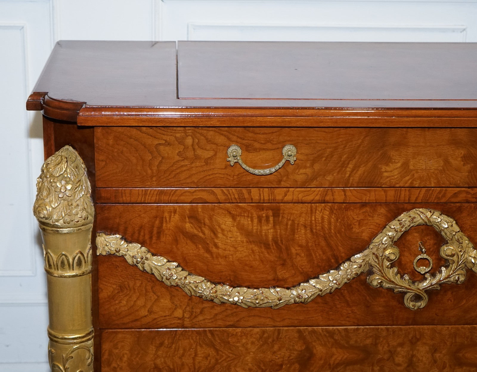 LARGE FAUX CHEST OF DRAWERS HIDDEN TV CABINET FRENCH EMPIRE STYLE