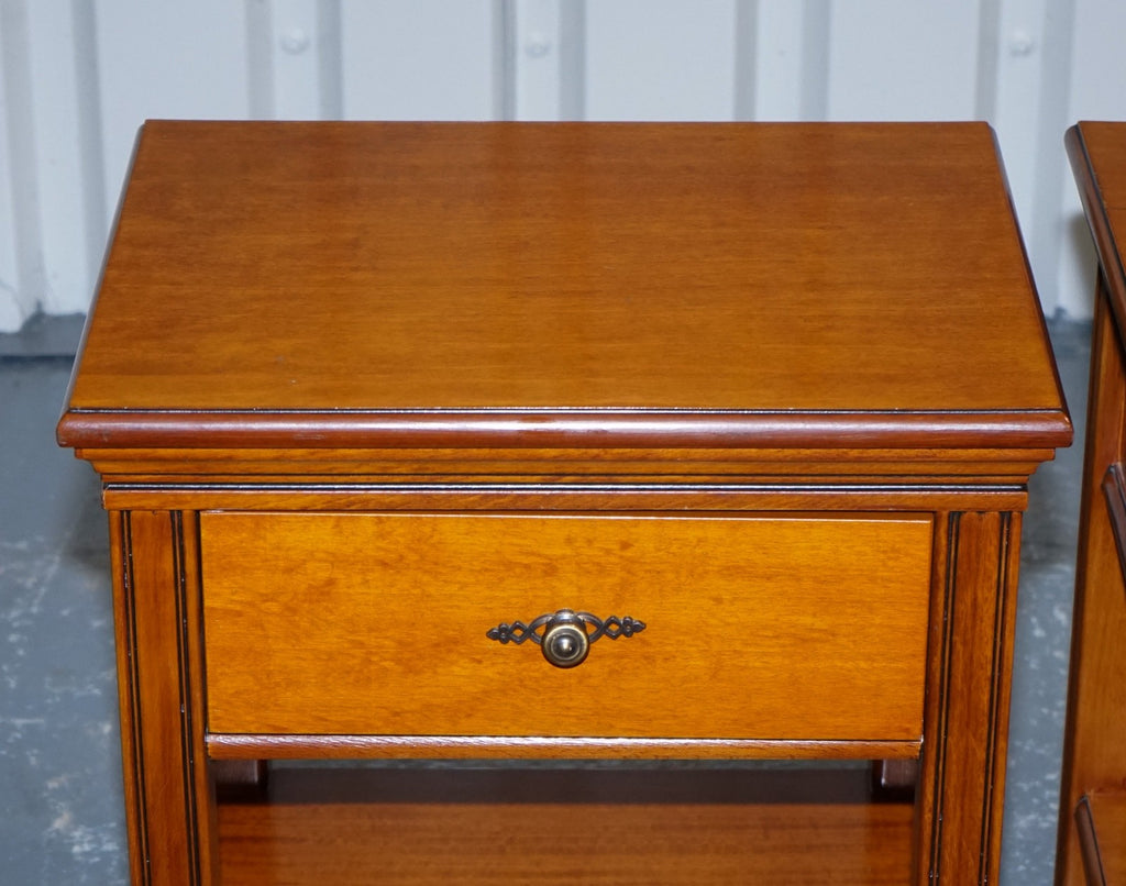 VINTAGE FRENCH STYLE CHERRY WOOD NIGHTSTANDS BEDSIDE TABLES