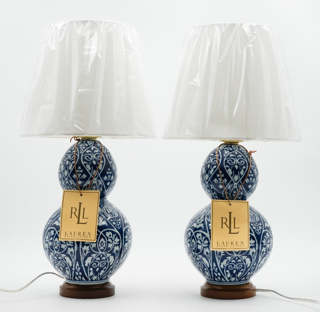 PAIR OF LARGE RALPH LAUREN EX DISPLAY BLUE & WHITE CERAMIC TABLE LAMPS (2/2)