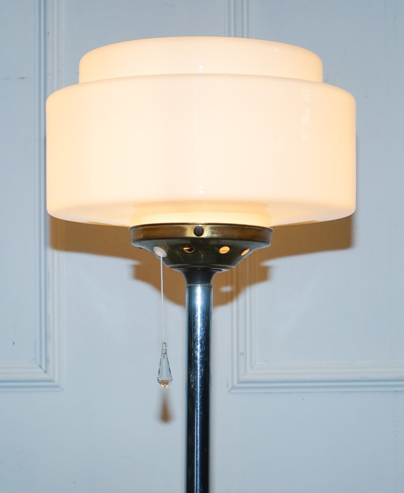 CIRCA 1930'S ART DECO FLOOR LAMP WITH WHITE GLASS SHADE