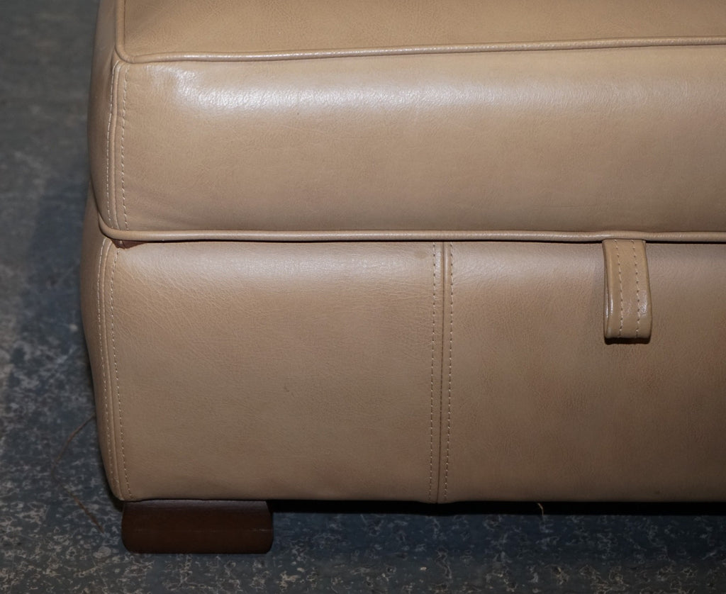 FINE LATTE BROWN LEATHER OTTOMAN FOOTSTOOL WITH STORAGE BY MULTIYORK ENGLAND