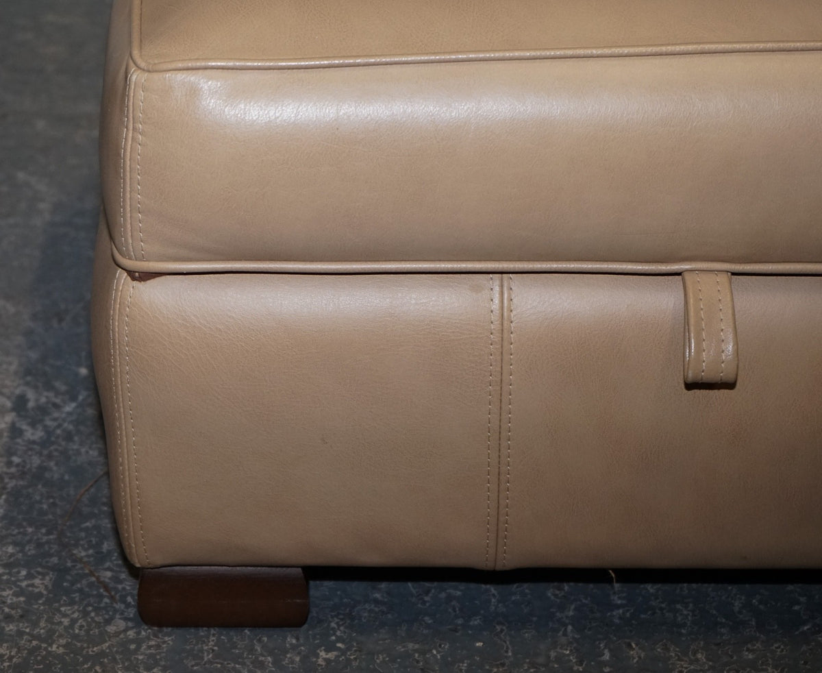 FINE LATTE BROWN LEATHER OTTOMAN FOOTSTOOL WITH STORAGE BY MULTIYORK ENGLAND