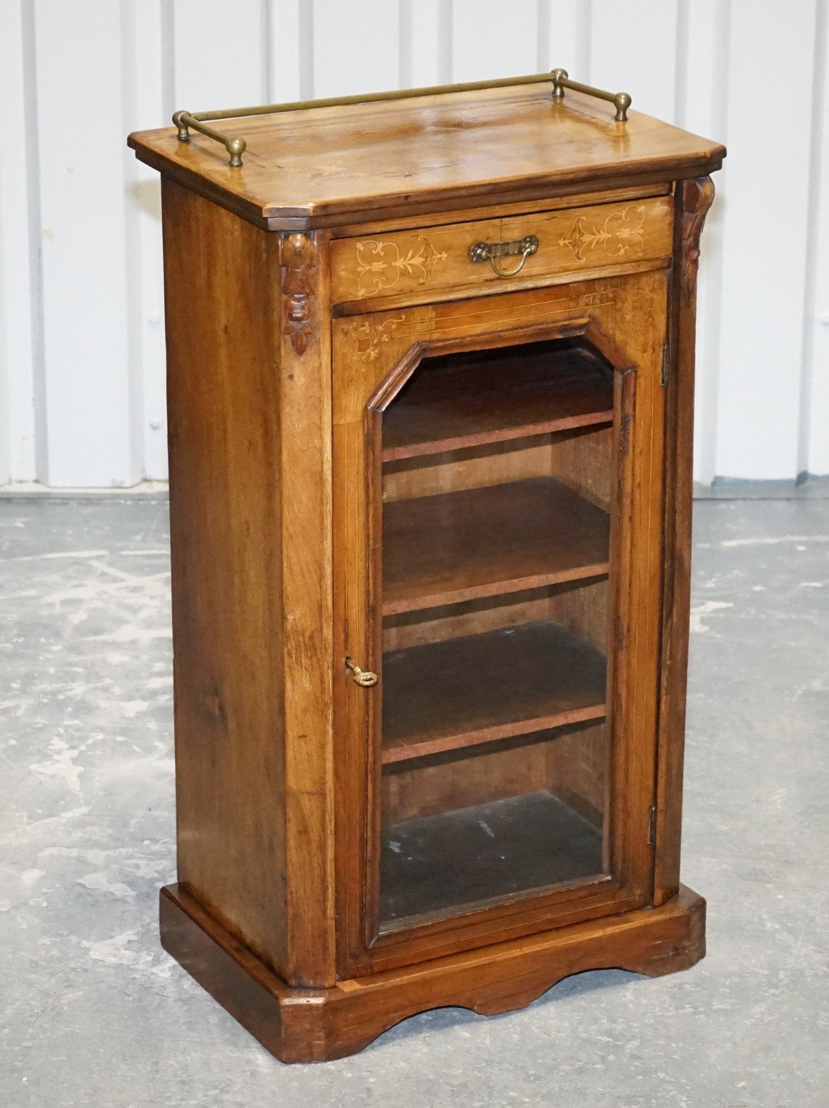 19TH CENTURY VICTORIAN INLAID WALNUT MARQUETRY PIER GLAZED MUSIC CABINET