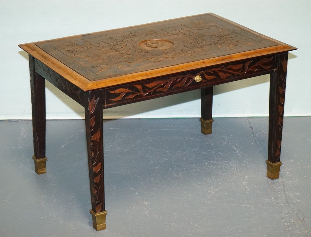 KING ALBERT I OF BELGIUM OCCASIONAL SIDE END COFFEE TABLE CARVED OAK CiRCA 1900