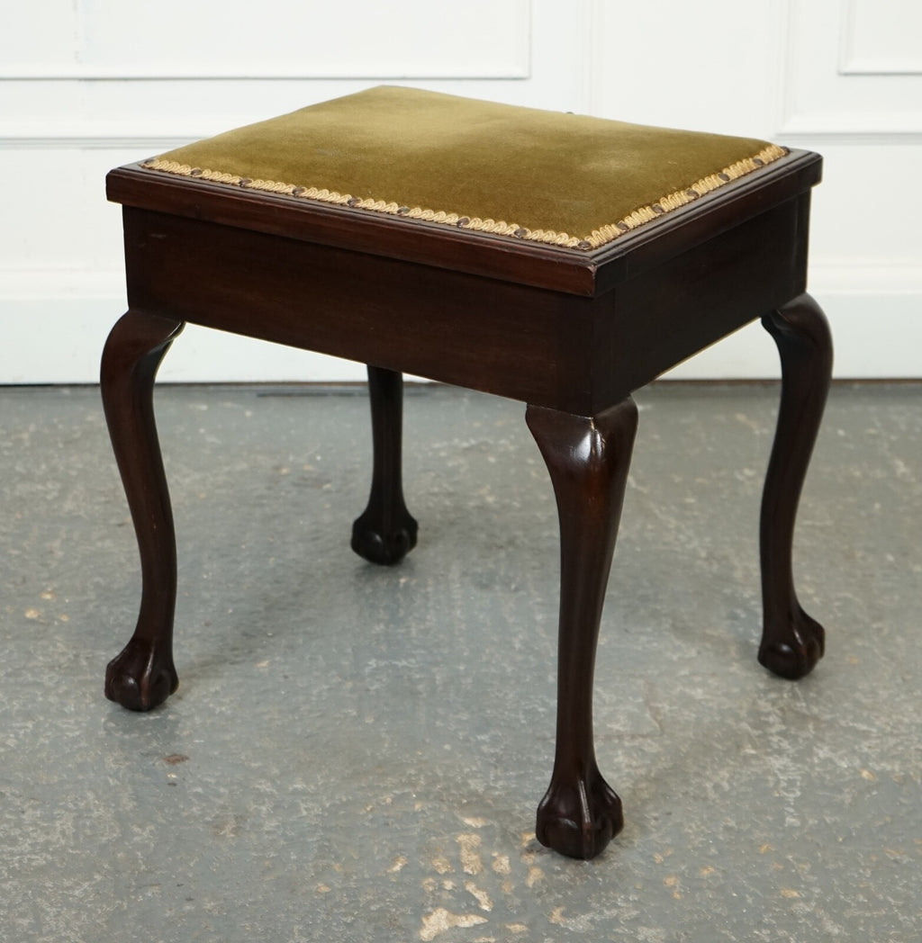LAiDLER ROBSONS PIANO STOOL WITH STORAGE ON CLAW & BALL FEET