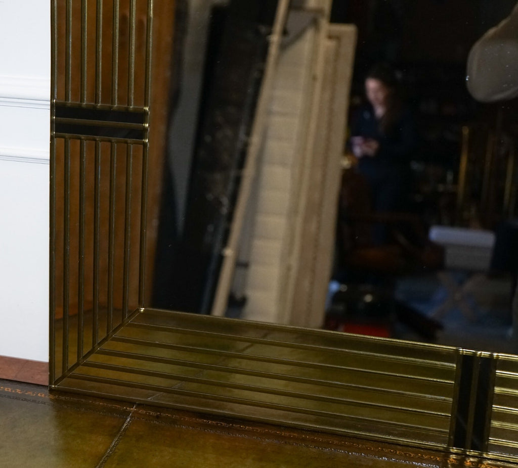 DECORATIVE ART DECO STYLE HAND LEADED GOLDEN WALL MIRROR BY LAWSON GLASSWORKS