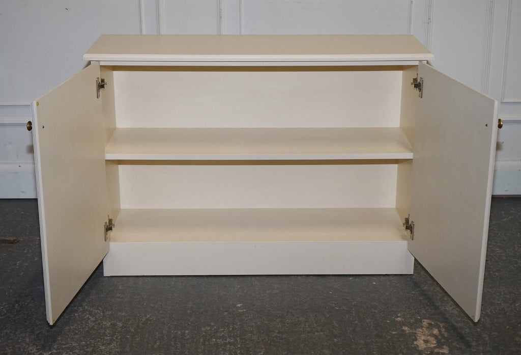 MINIMALIST PAINTED WHITE CUPBOARD WITH BRASS KNOBS MATCHING TABLES AVAILABLE