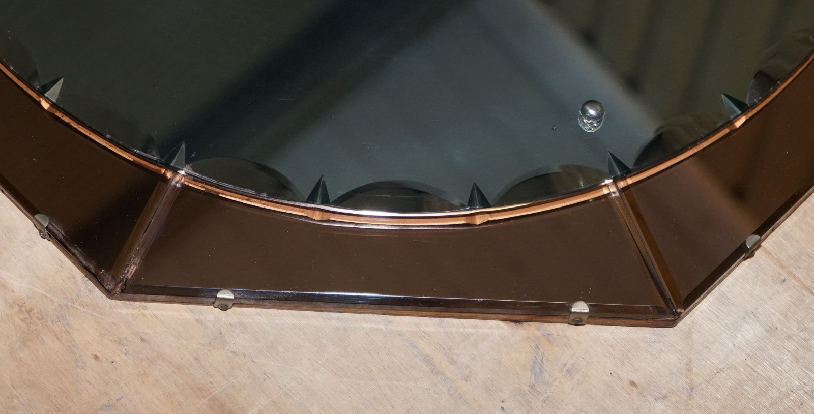 STUNNING LARGE FRENCH ART DECO 1920'S PEACH COLOURED WALL MIRROR