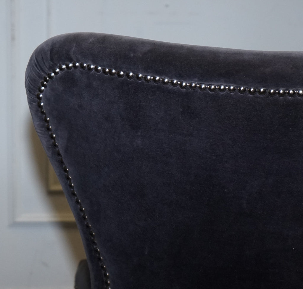 VINTAGE HALO RICHMOND SINGLE DESK OR DINING CHAIR NAVY VELVET FABRIC WITH STUDS