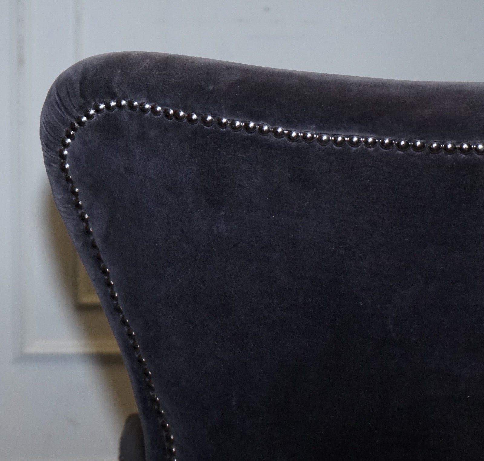 VINTAGE HALO RICHMOND SINGLE DESK OR DINING CHAIR NAVY VELVET FABRIC WITH STUDS