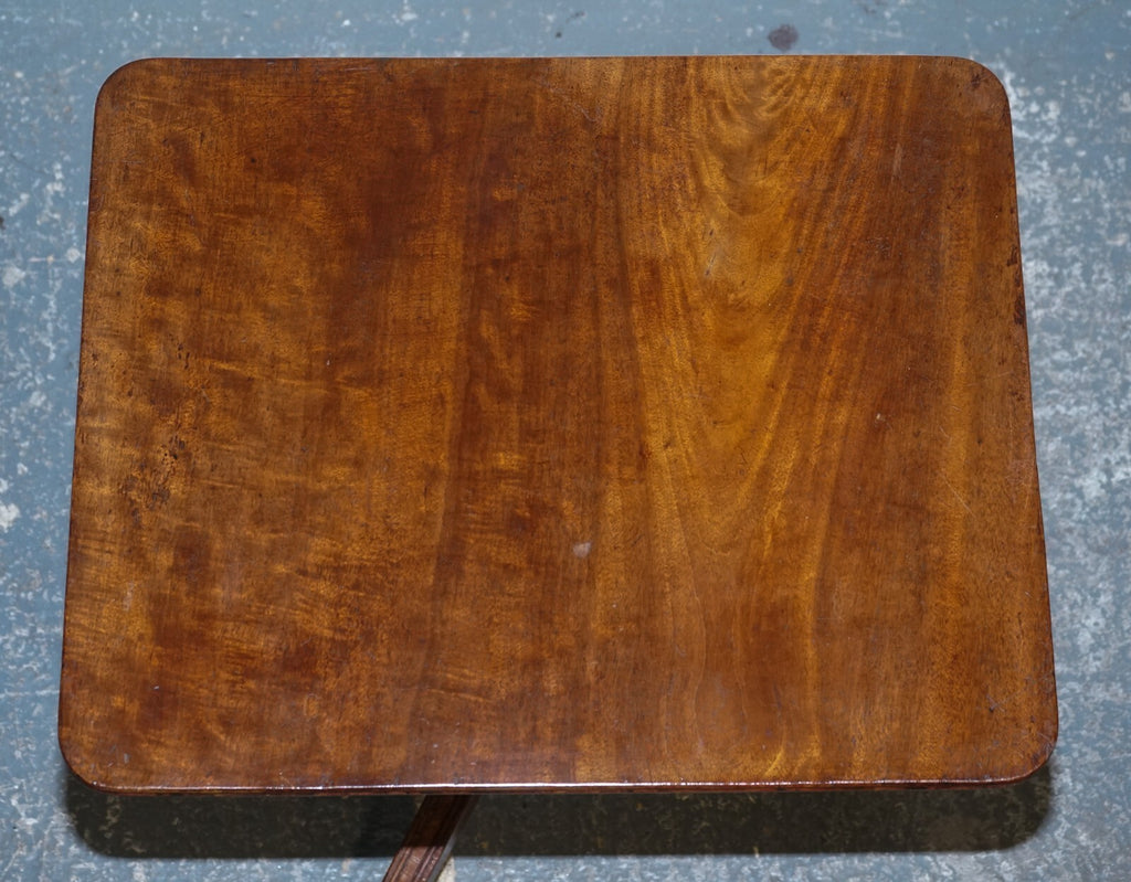 ANTIQUE 19TH CENTURY ENGLISH OAK RECTANGLE TRIPOD TILT TOP TABLE