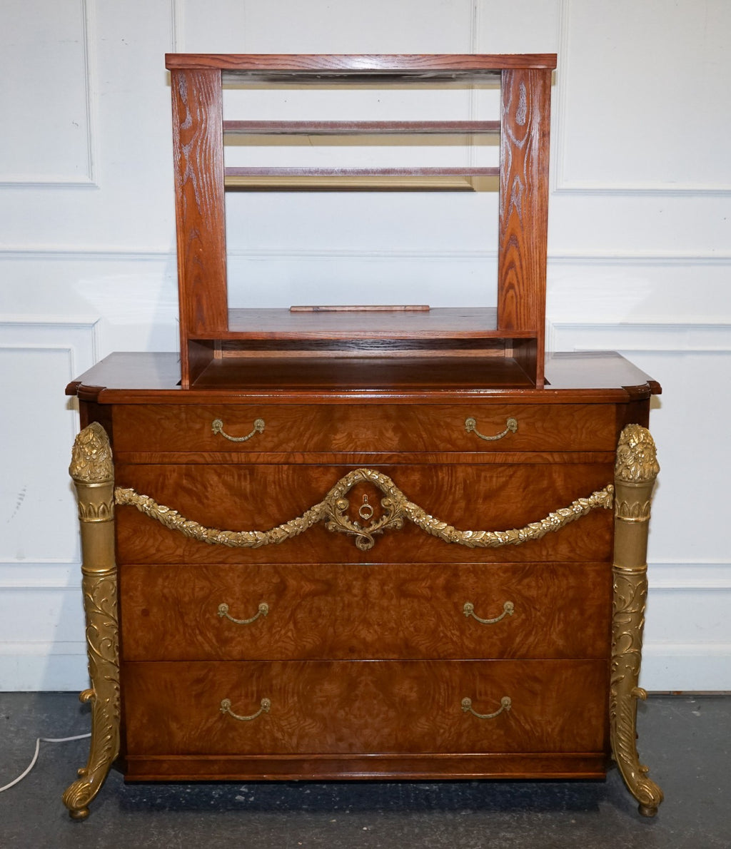 LARGE FAUX CHEST OF DRAWERS HIDDEN TV CABINET FRENCH EMPIRE STYLE