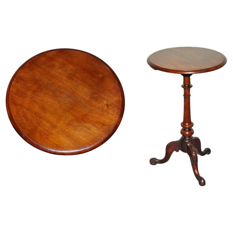 ANTIQUE VICTORIAN TRIPOD SIDE TABLE ROUND WINE TABLE WITH CABRIOLE LEGS