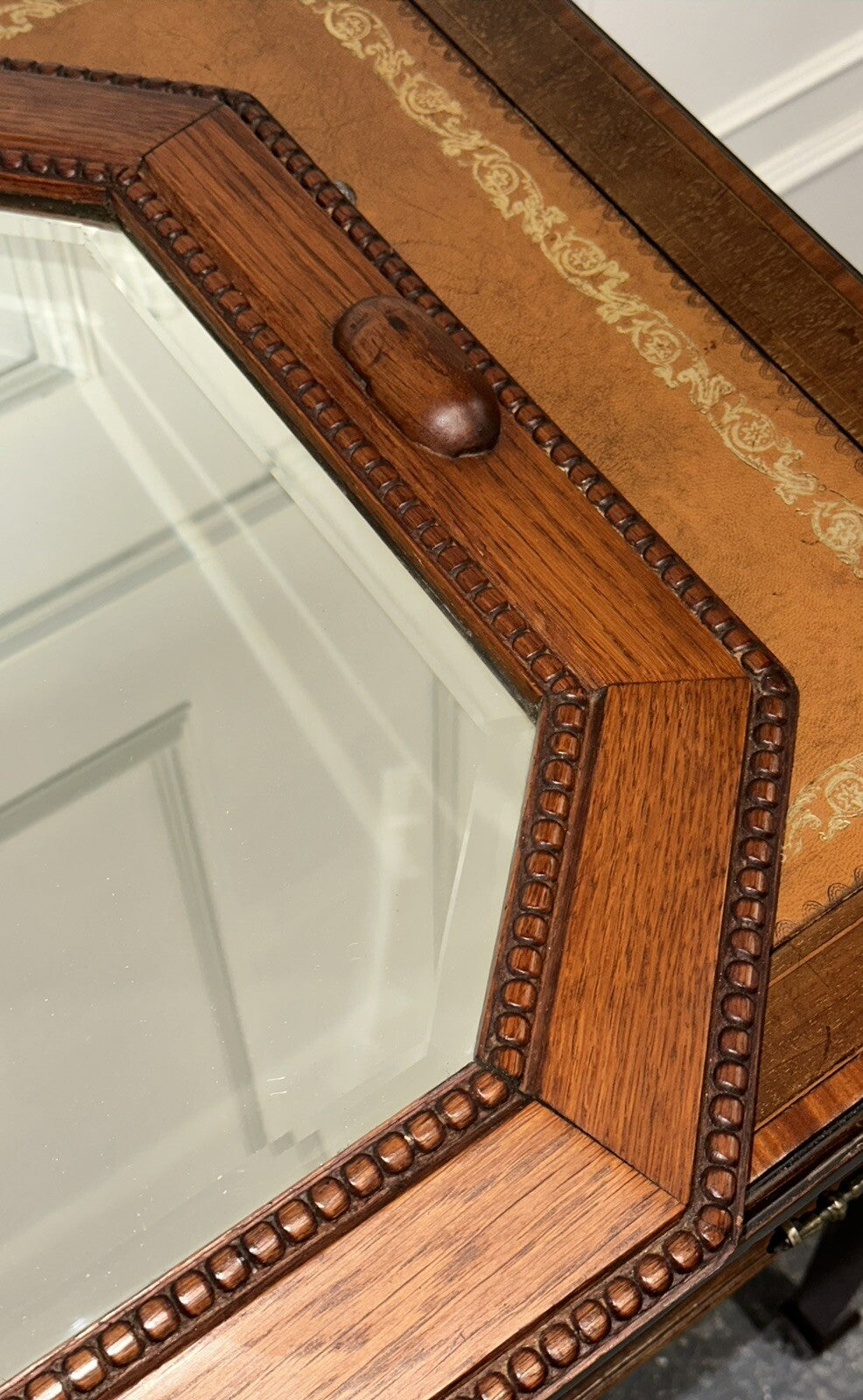 ART DECO 1920's BEVELLED MIRROR OAK MIRROR