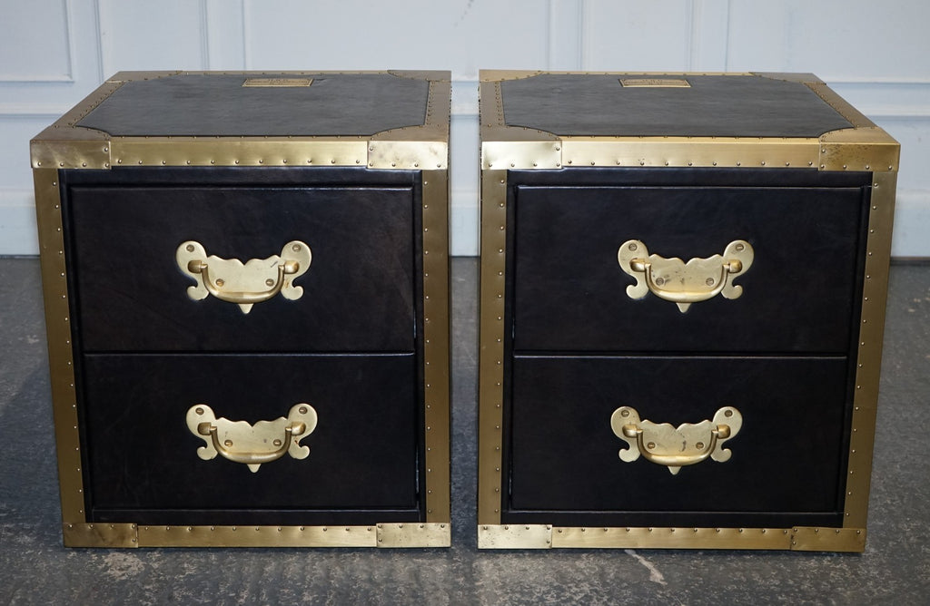 TIMOTHY OULTON CUMBERLAND COLLECTION PAIR BEDSIDE NIGHTSTANDS RED VELVET LINING