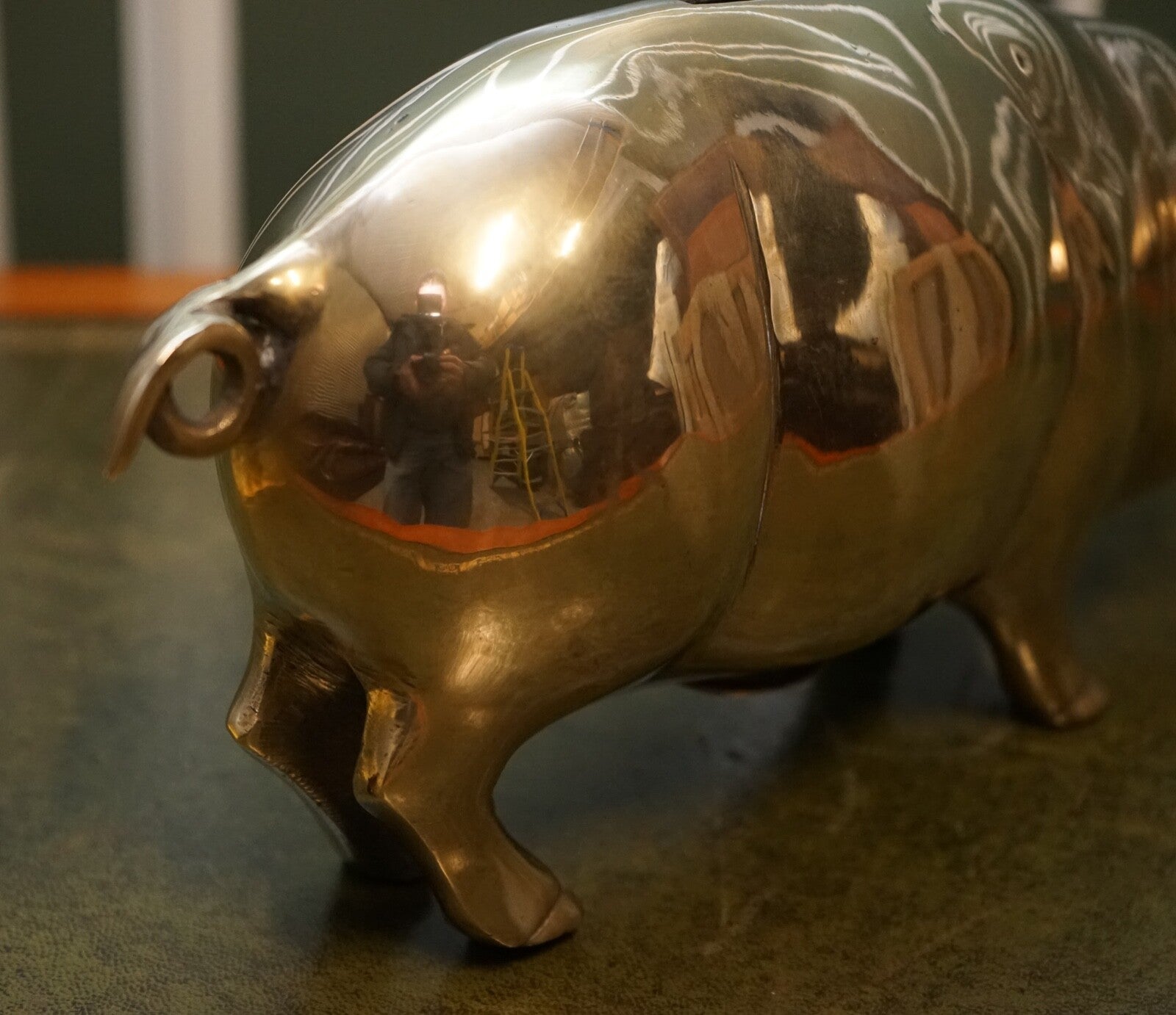 1920s ANTIQUE DECORATIVE BRASS PIGGY BANK