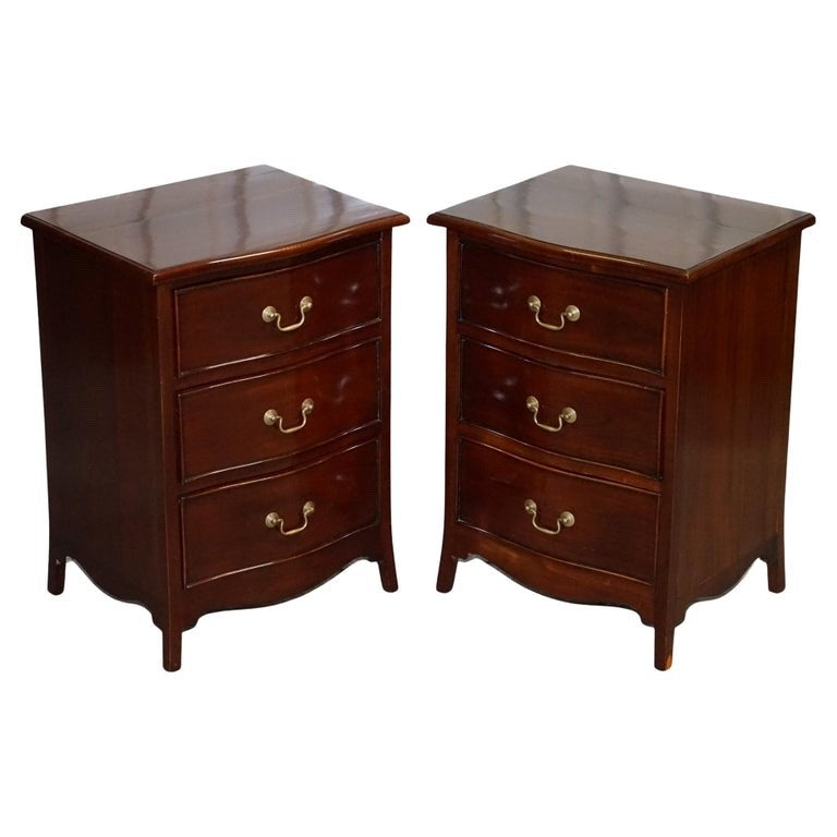 GEORGIAN REVIVAL STYLE SERPENTINE NIGHTSTANDS BEDSIDES BY BRIGHTS OF NETTLEBED