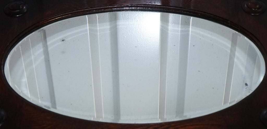 ANTIQUE ENGLISH ARTS & CRAFTS OAK WALL MIRROR