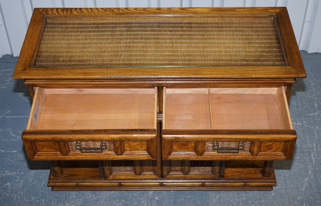 VINTAGE AMERICAN FAUX BAMBOO STYLE CONSOLE TABLE SMALL SIDEBOARD BY BURLINGTON