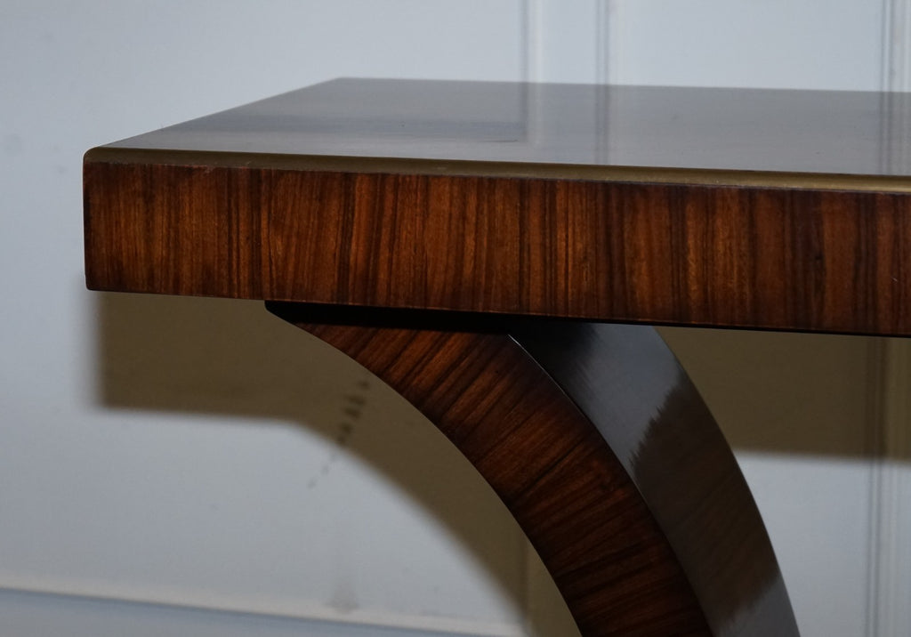 ART DECO EXOTIC MORADO & BRASS VANCUCCI SUNBURST CONSOLE BY THEODORE ALEXANDER